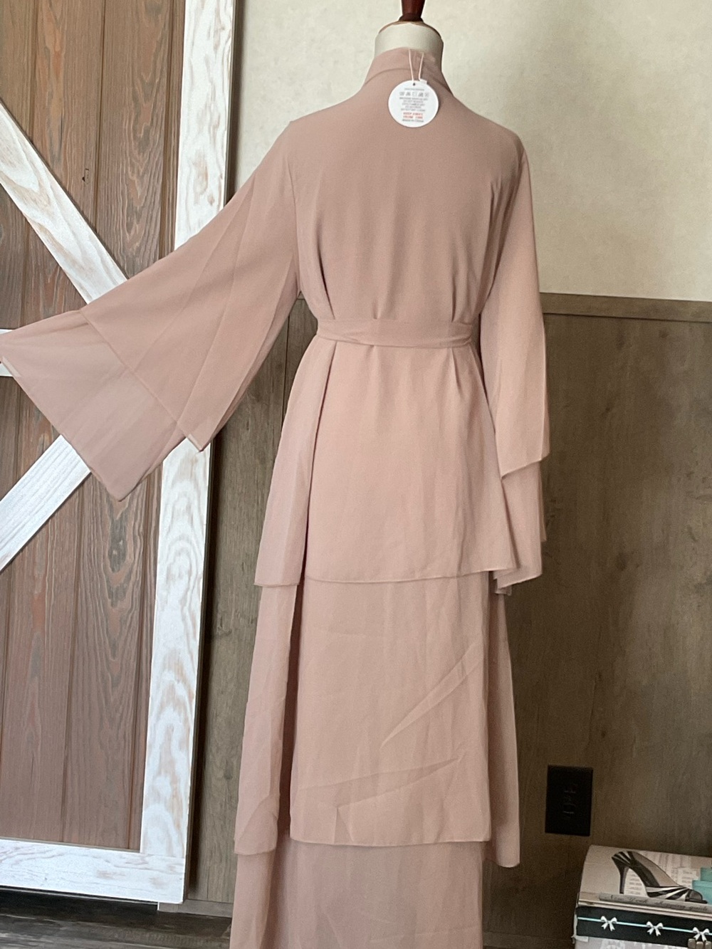 Zachty brand Dusty Rose Layered Chiffon Robe - Picture 3 of 5